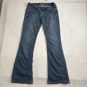 Y2K Wallflower Denim Flare Embroidered Jeans Women's Size 7 28" Waist
